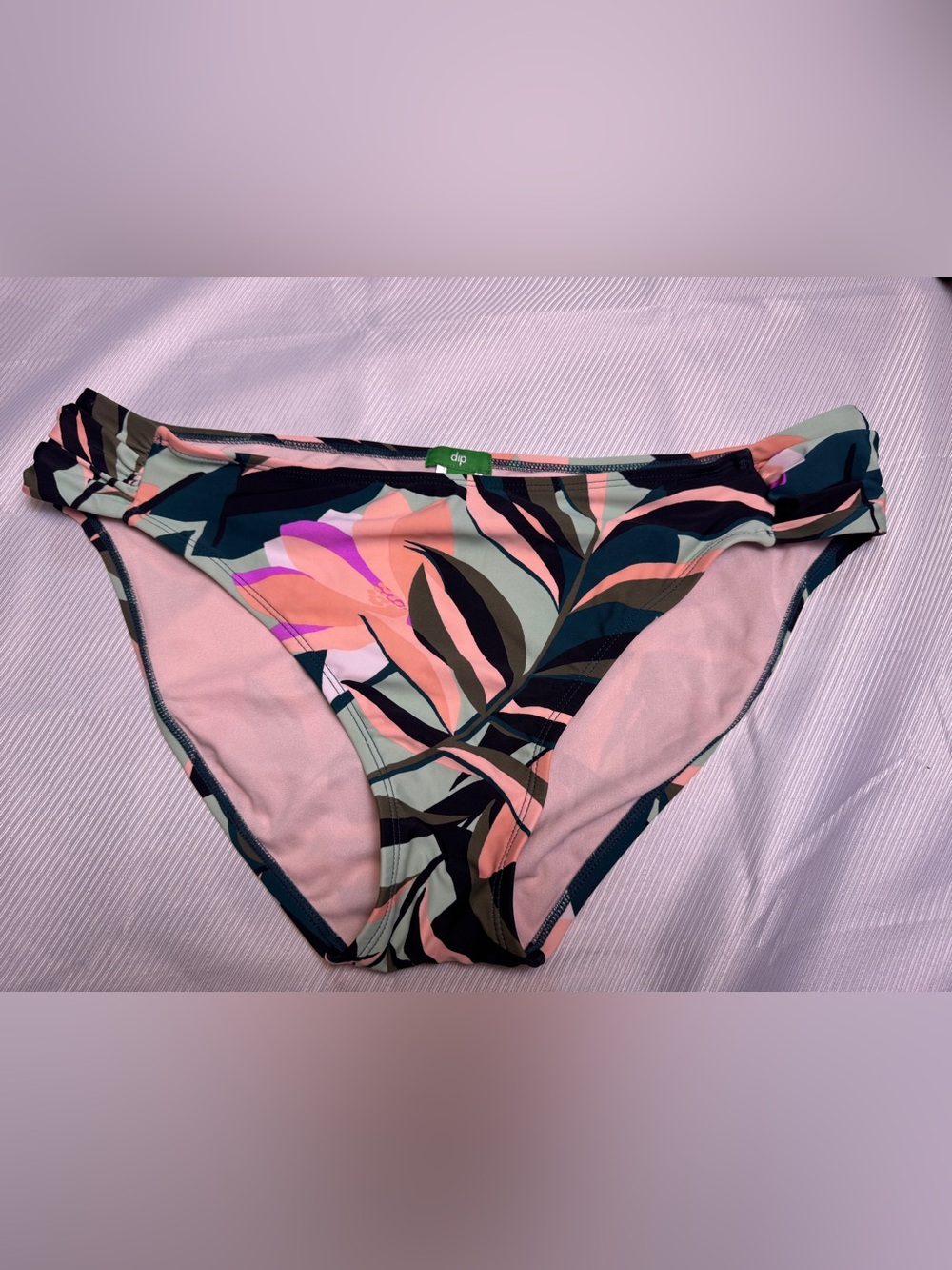 DIP Tropical Floral Jungle Bikini Bottoms XL Pink Sage Swimwear